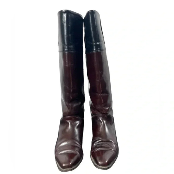 Ascot  1908 Equestrian Embossed Riding Boots Brown Black Leather Size 37/6.5 - Picture 3 of 10